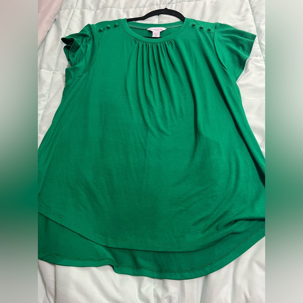 Liz Claiborne Vibrant Green Short Sleeve Top